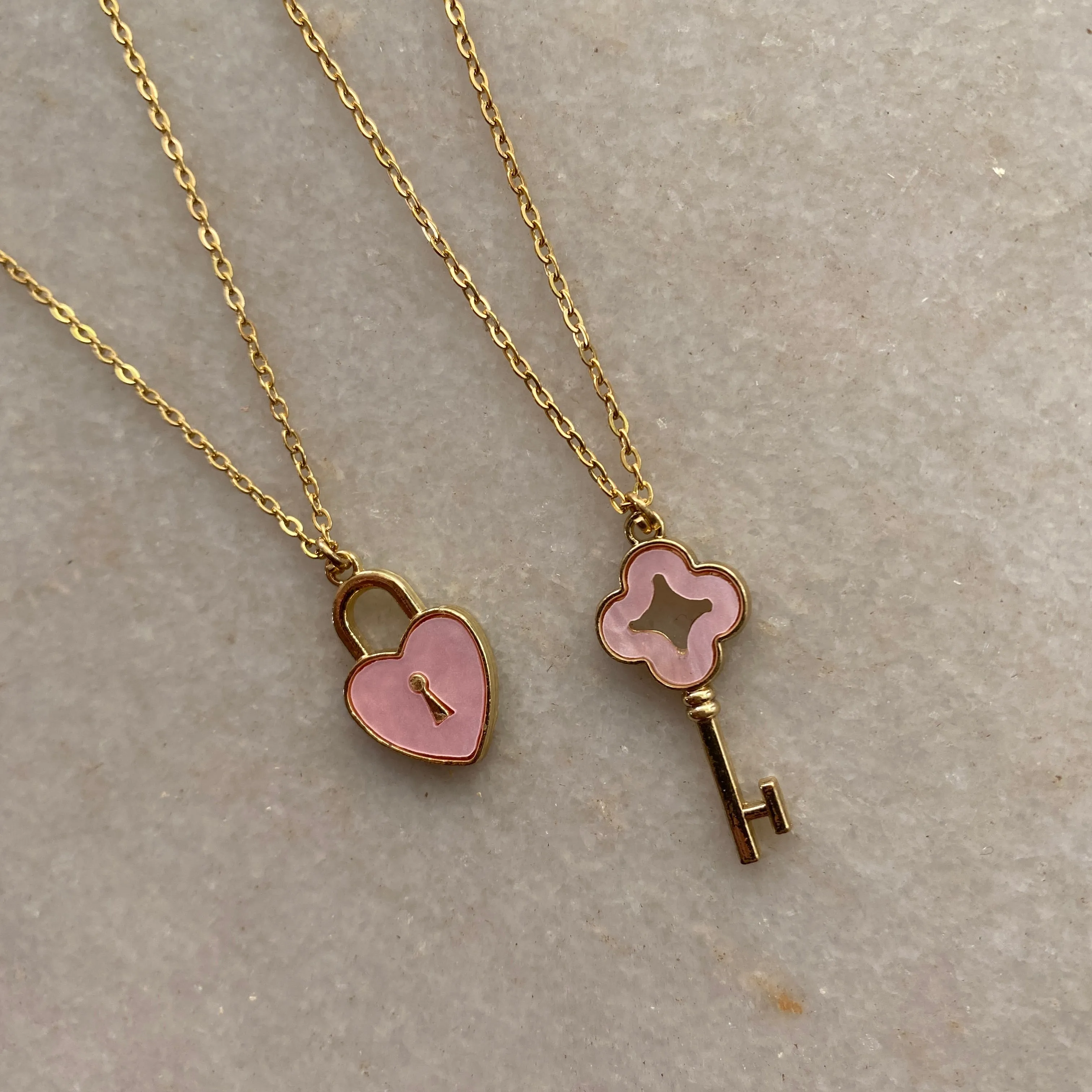 BEST FRIENDS LOCK AND KEY COMBO NECKLACES