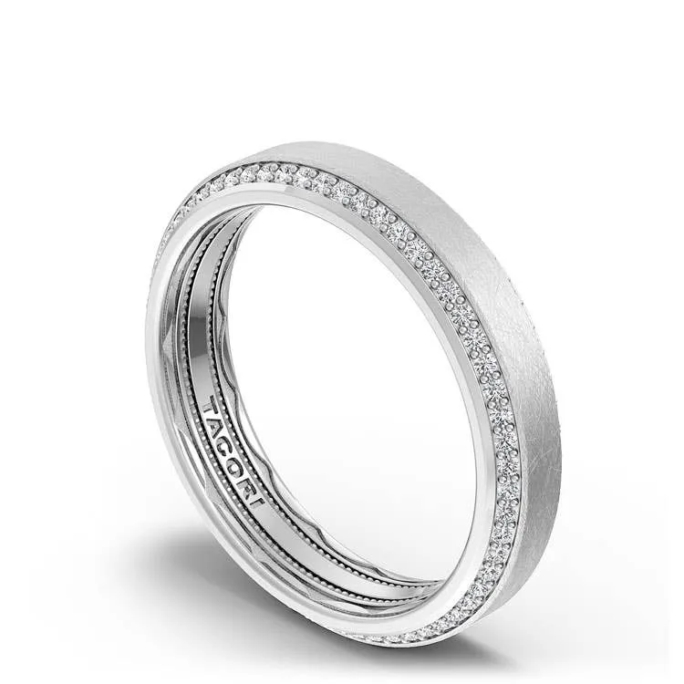 Bevel Edge Diamond Wedding Band in Brushed Finish - 5mm