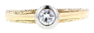 Bezel Set RBC .15ct Solitaire Engraved Ring