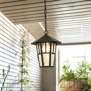 Black Drop Lamp Birdcage Pendant - Retro Single Head for Outdoor Lighting - Ripple Glass Fixture