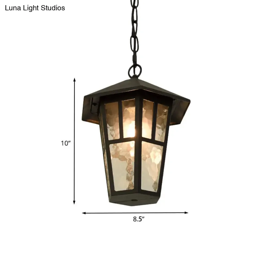 Black Drop Lamp Birdcage Pendant - Retro Single Head for Outdoor Lighting - Ripple Glass Fixture