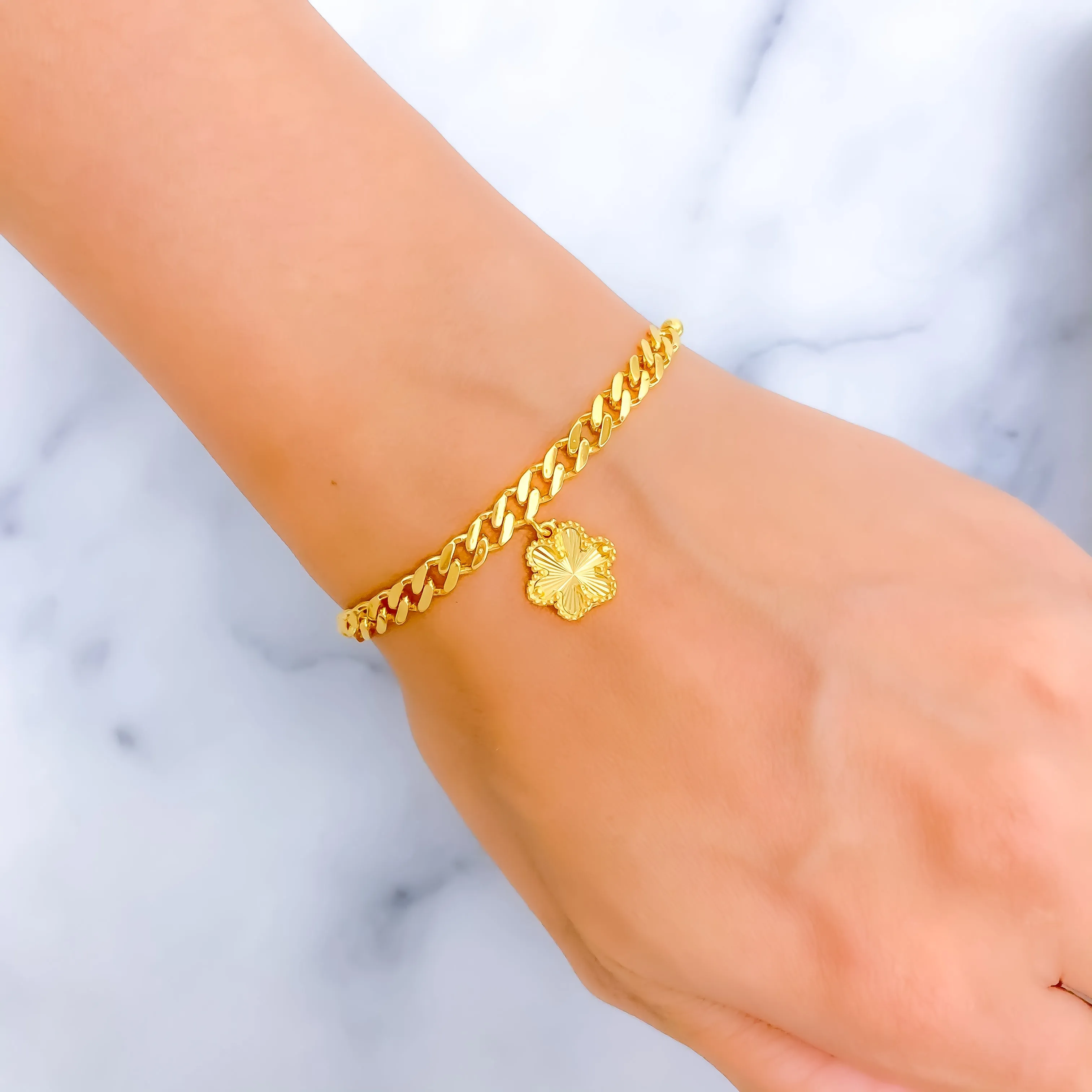 Blooming Flower 21k Gold Bracelet