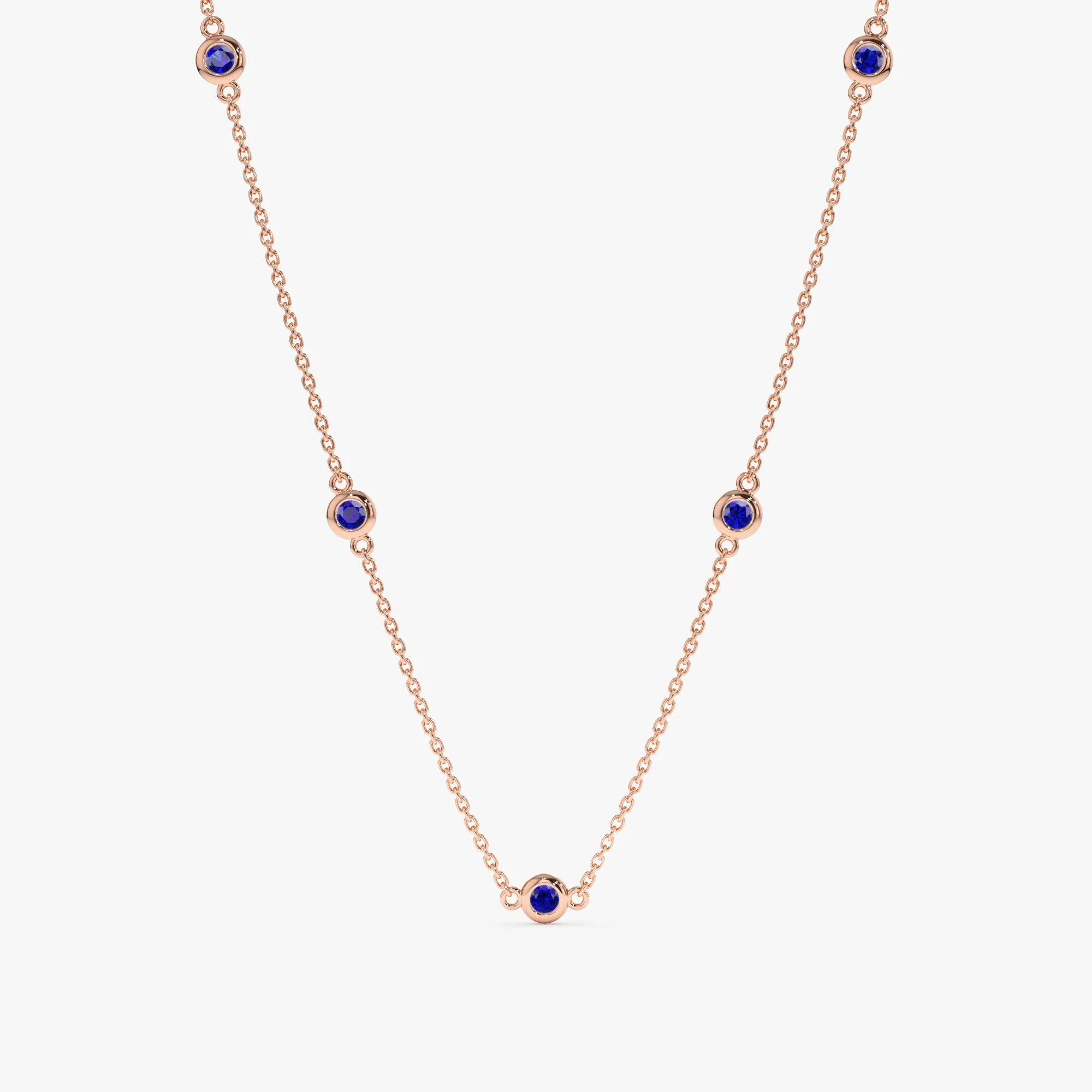 Blue Sapphire Station Necklace, Gwen