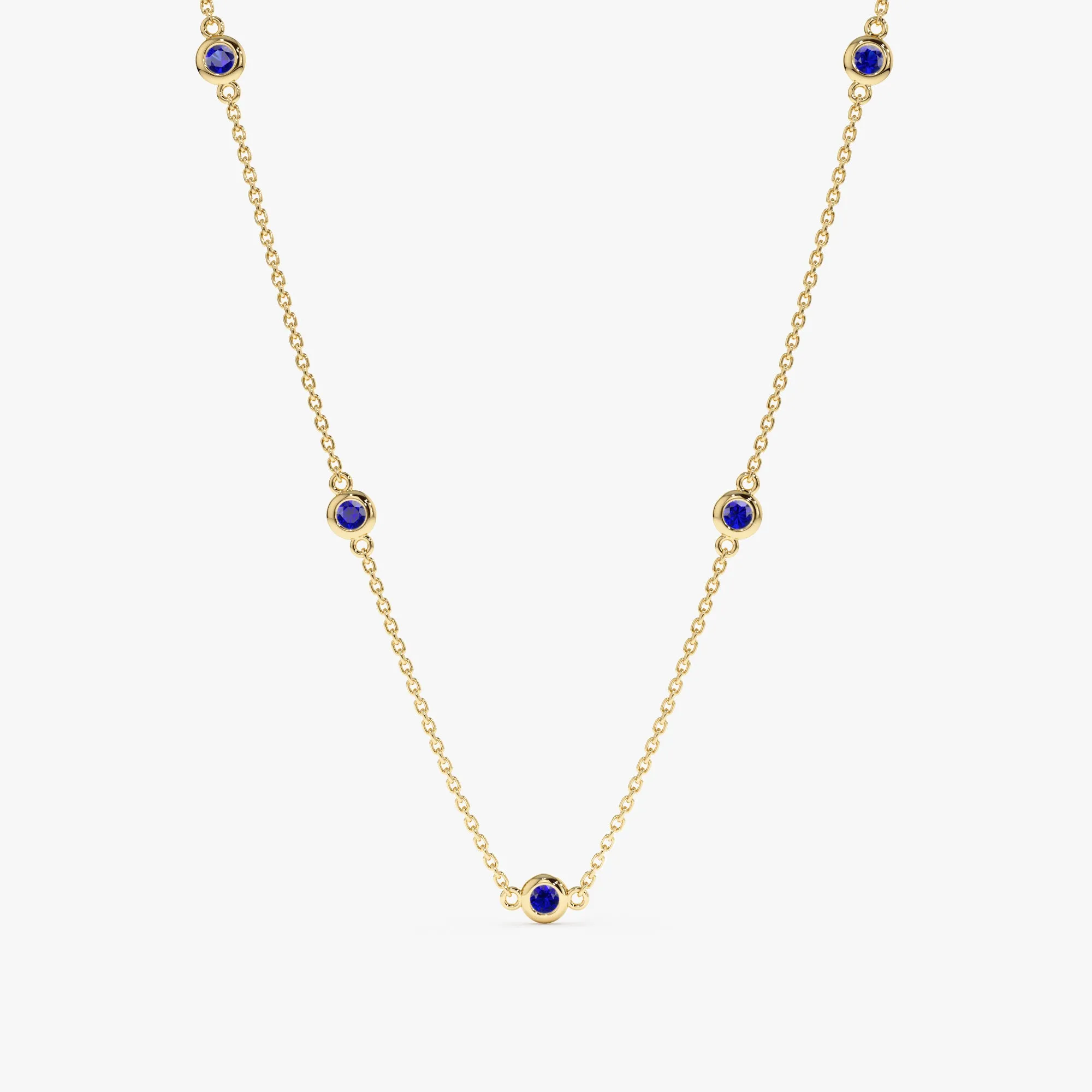 Blue Sapphire Station Necklace, Gwen