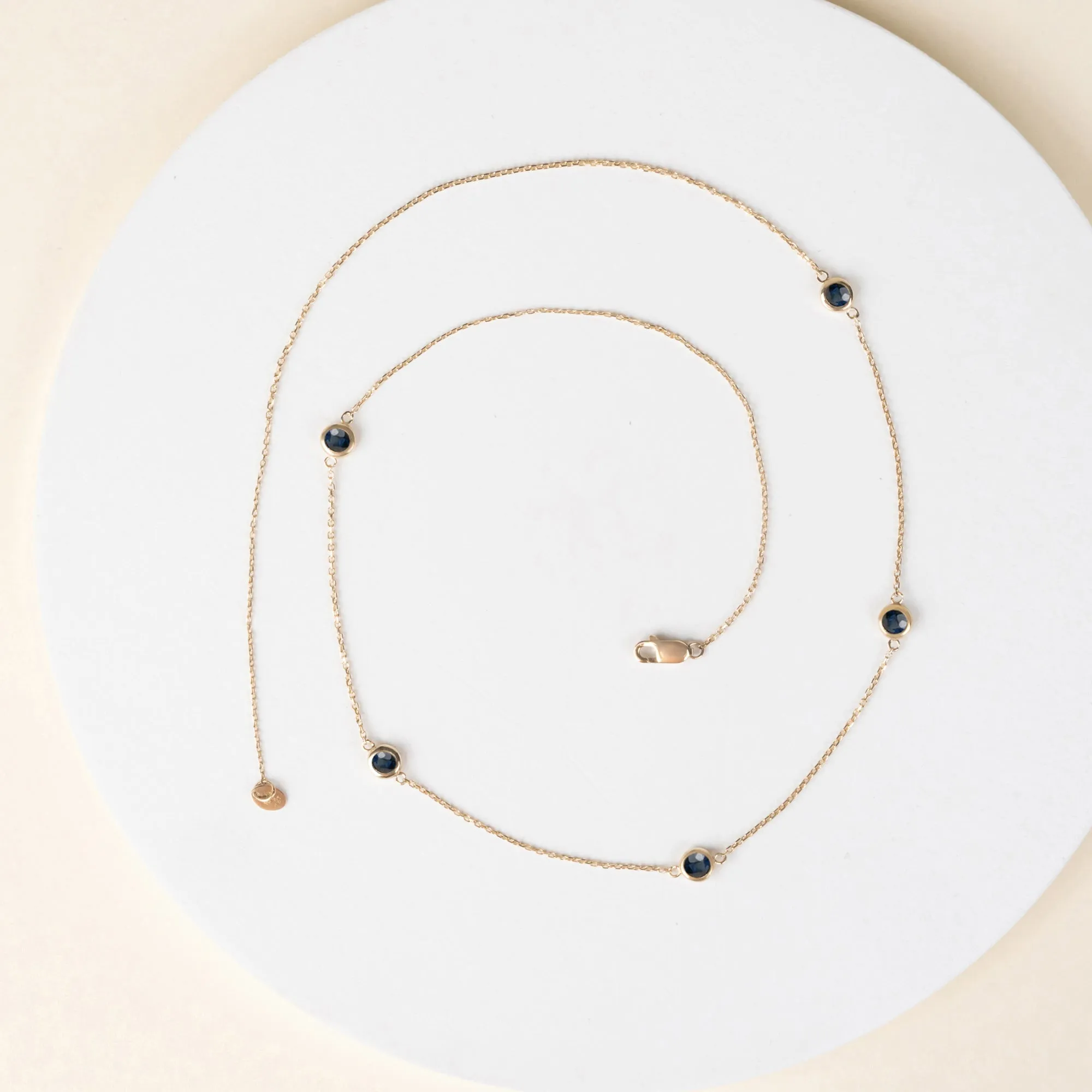 Blue Sapphire Station Necklace, Gwen