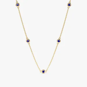 Blue Sapphire Station Necklace, Gwen