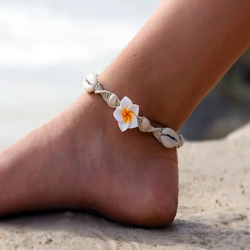 Bohemian Anklet Beach Anklet Hand woven Wooden Beads Soft Ceramic