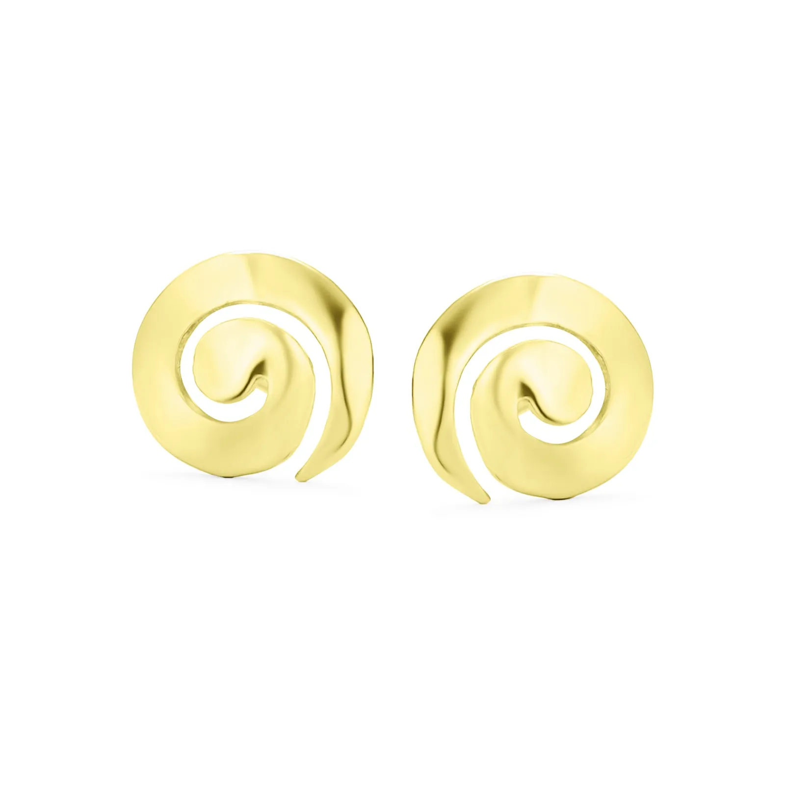 Boho Hammered Geometric Swirl Stud Earrings in 14K Gold & Sterling Silver