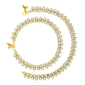 Bridal Traditional Gold Plated Kundan Anklet Payal For Women