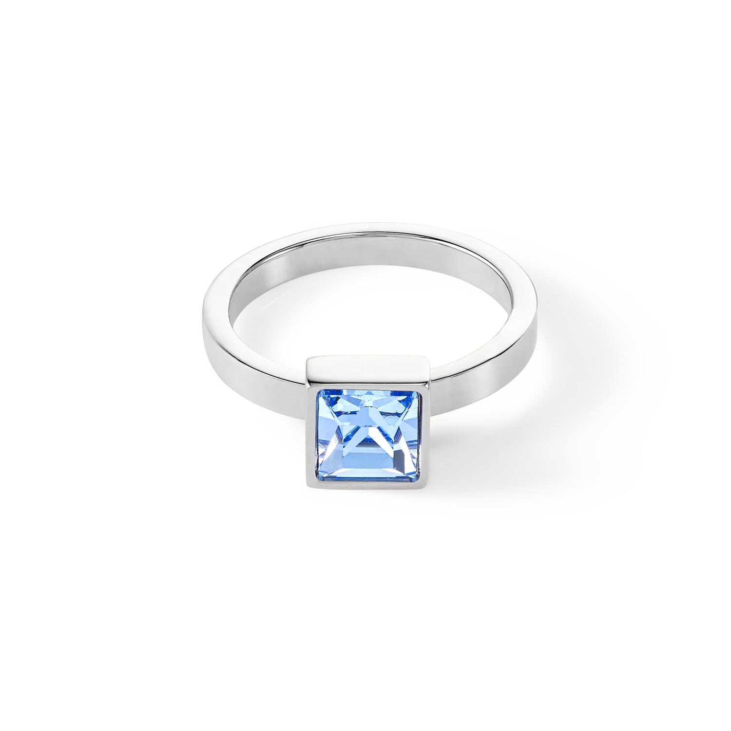 Brilliant Square big ring silver light blue