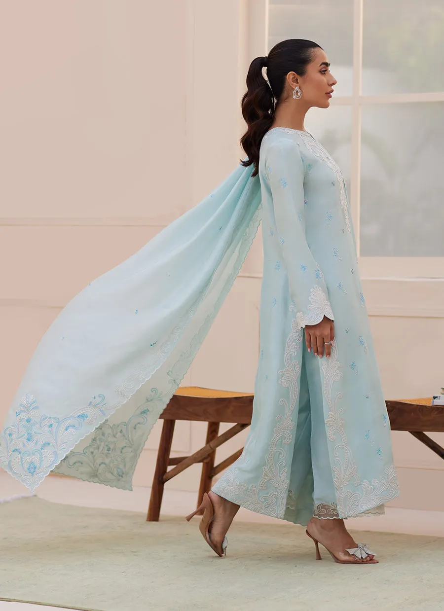 Carla Powder Blue Shirt and Dupatta