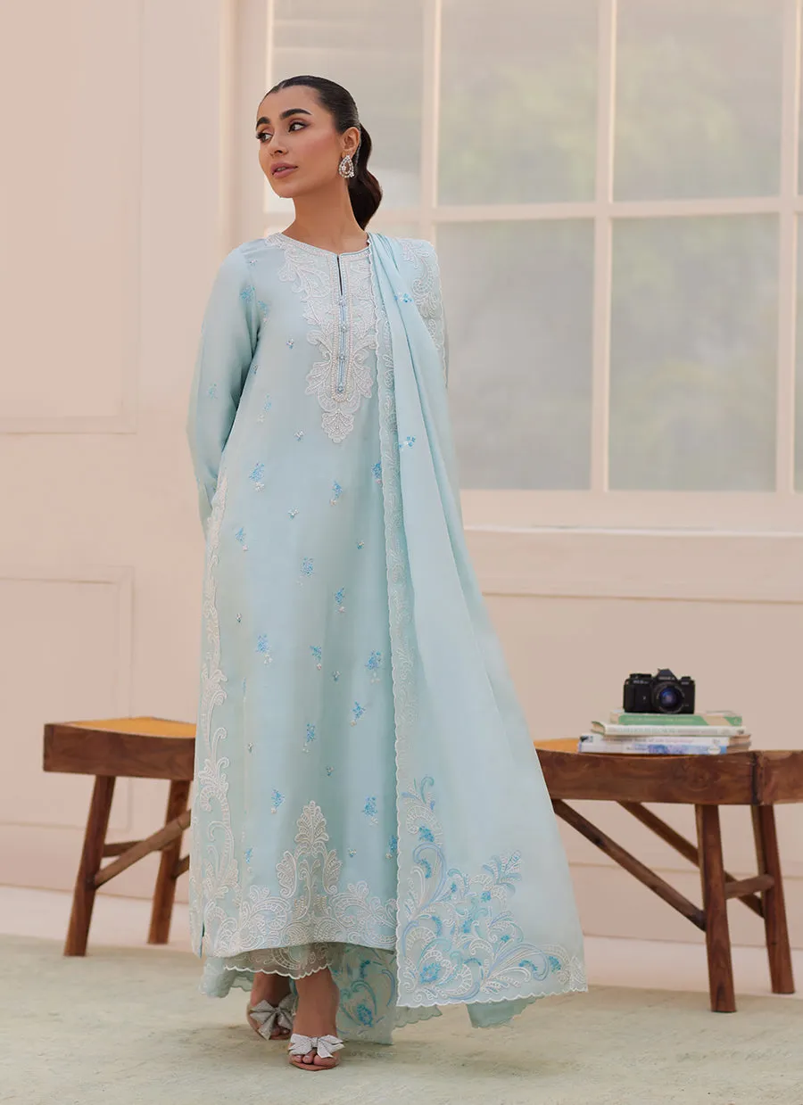 Carla Powder Blue Shirt and Dupatta