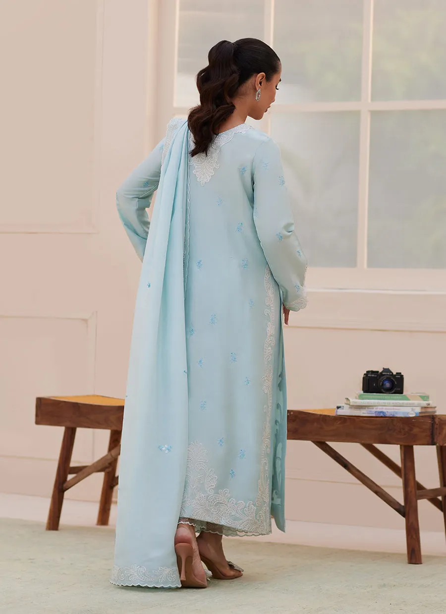 Carla Powder Blue Shirt and Dupatta