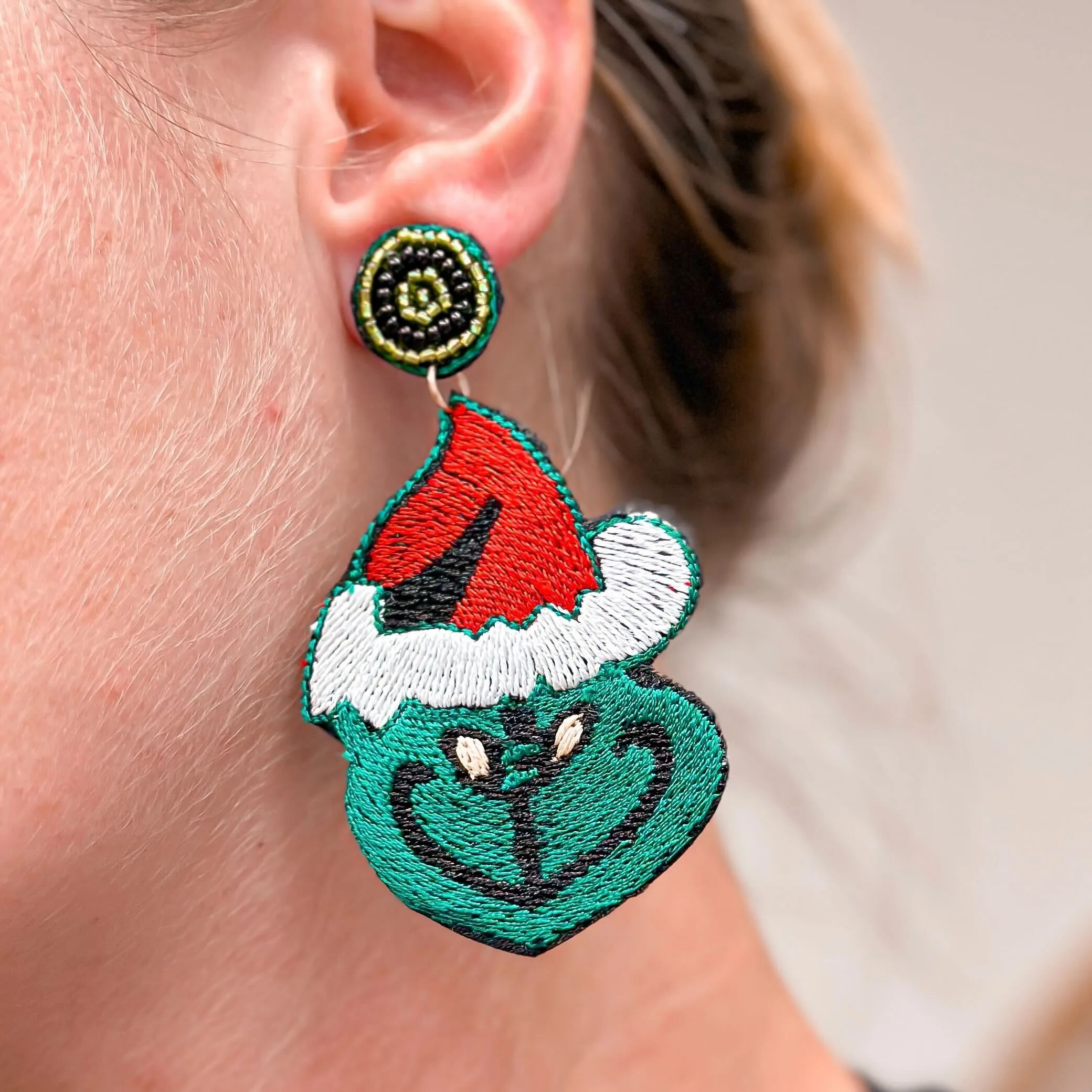 Christmas Cartoon Beaded Dangle Earrings