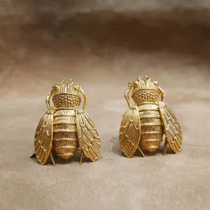 Ciner Cicada Gold Clip On Earrings open wings