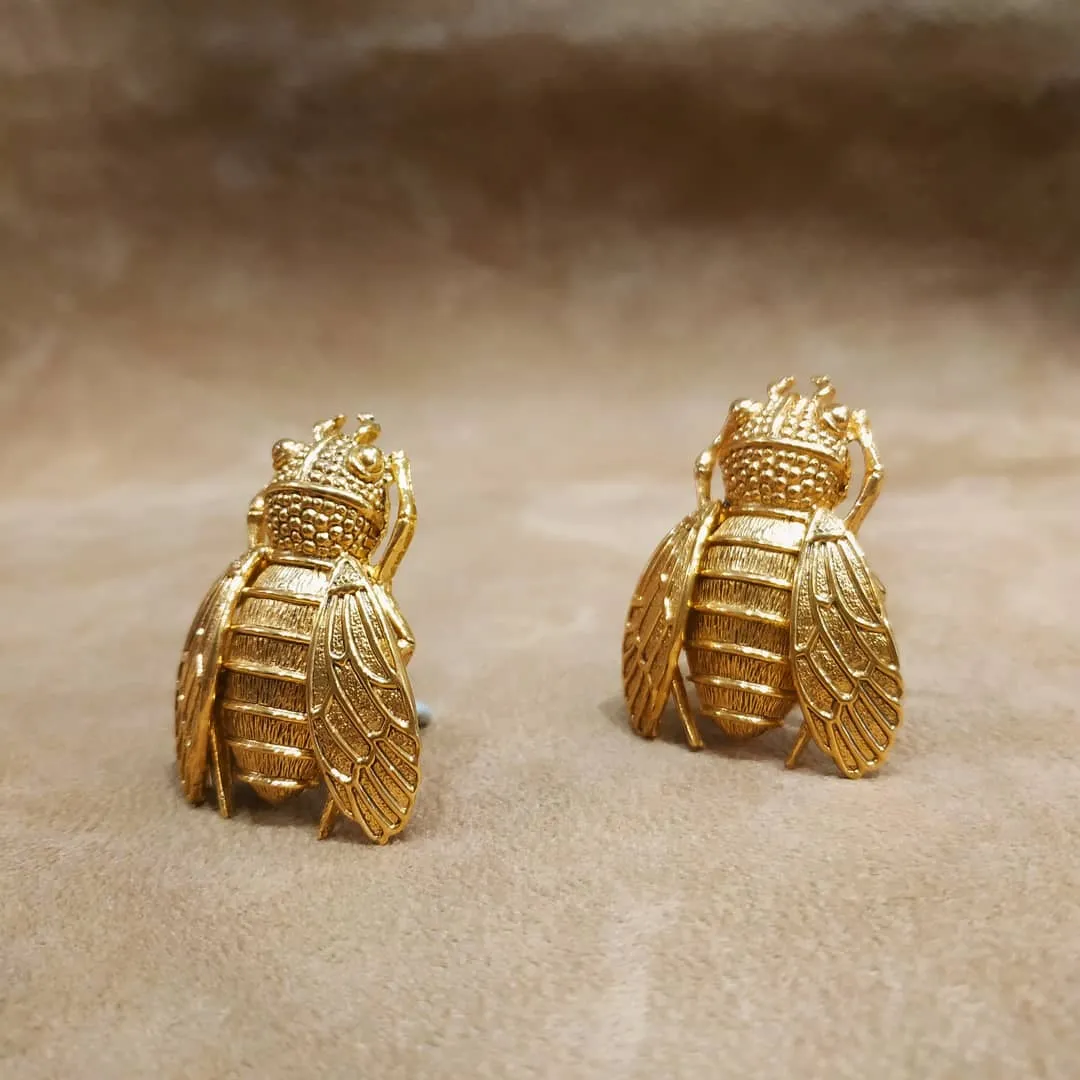 Ciner Cicada Gold Clip On Earrings open wings