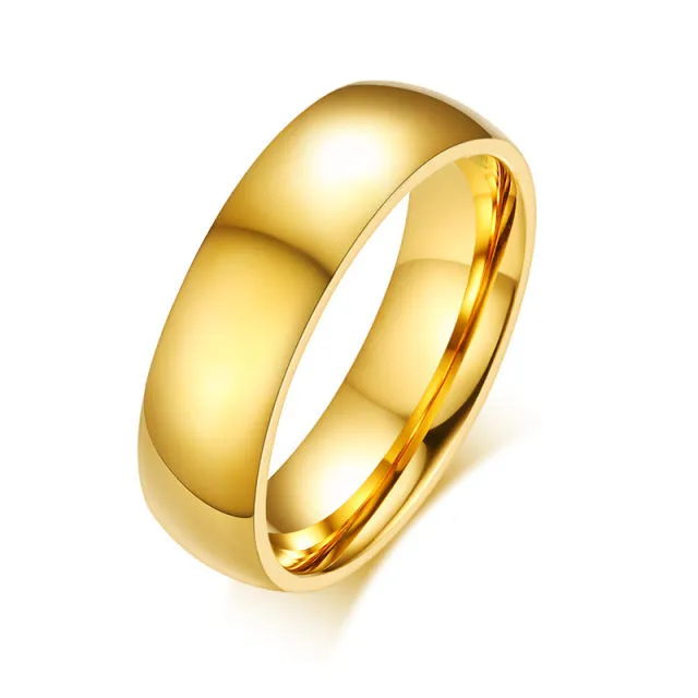 Classic Wedding Rings for Women Men Gold Colour Stainless Steel Couple Band Anniversary Personalized Ring