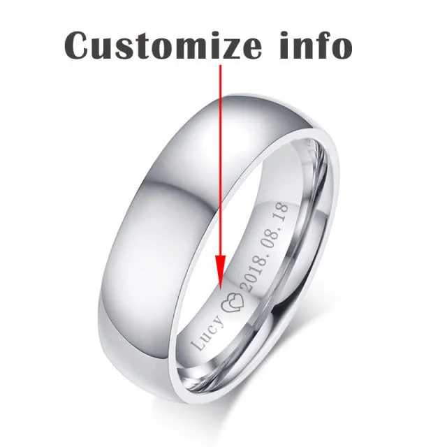 Classic Wedding Rings for Women Men Gold Colour Stainless Steel Couple Band Anniversary Personalized Ring