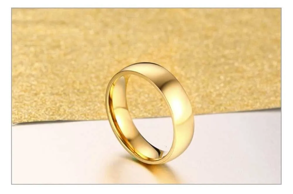 Classic Wedding Rings for Women Men Gold Colour Stainless Steel Couple Band Anniversary Personalized Ring