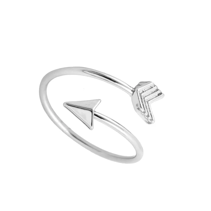 Classical Silver Color Arrow Ring Fashion For Women Adjustable Engagement Wedding Gift Jewelry