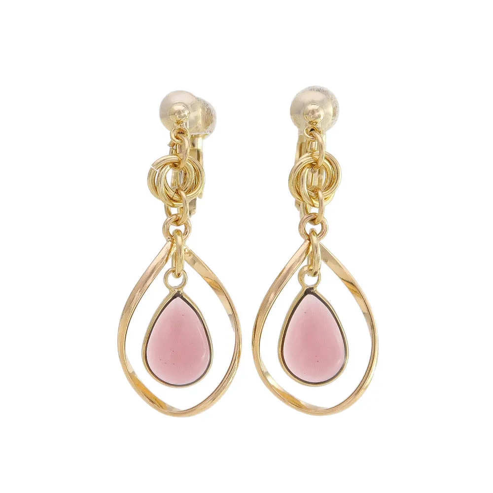 Clear Stone Clip On Drop Earrings