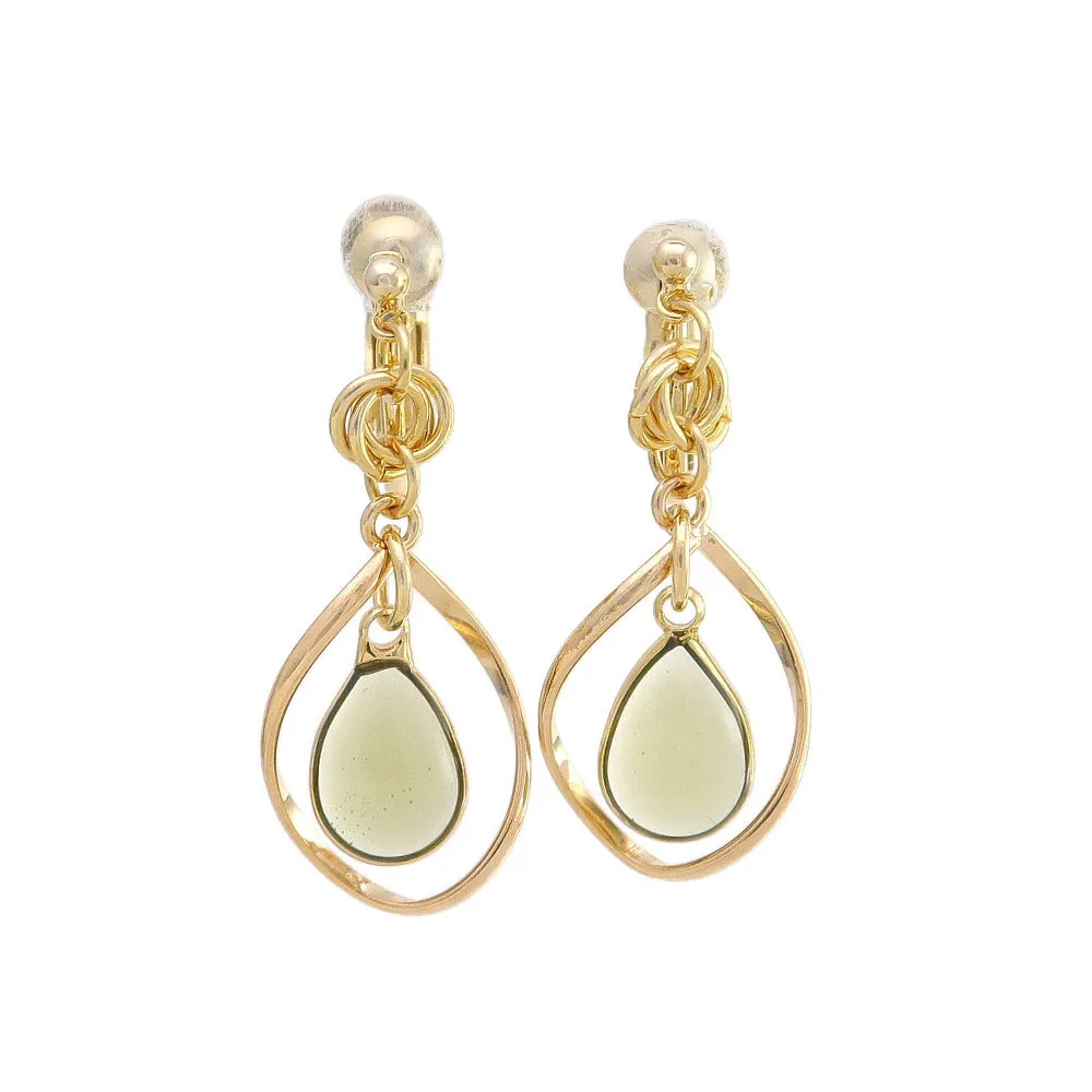 Clear Stone Clip On Drop Earrings