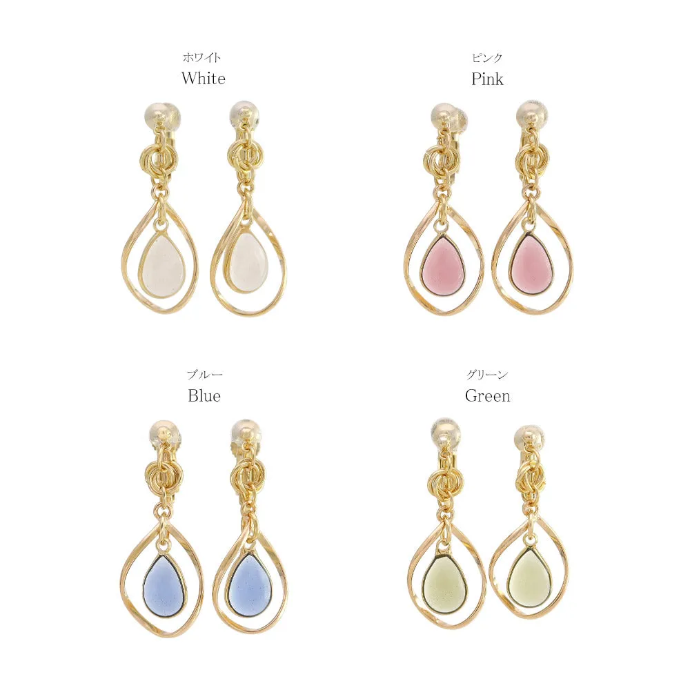 Clear Stone Clip On Drop Earrings