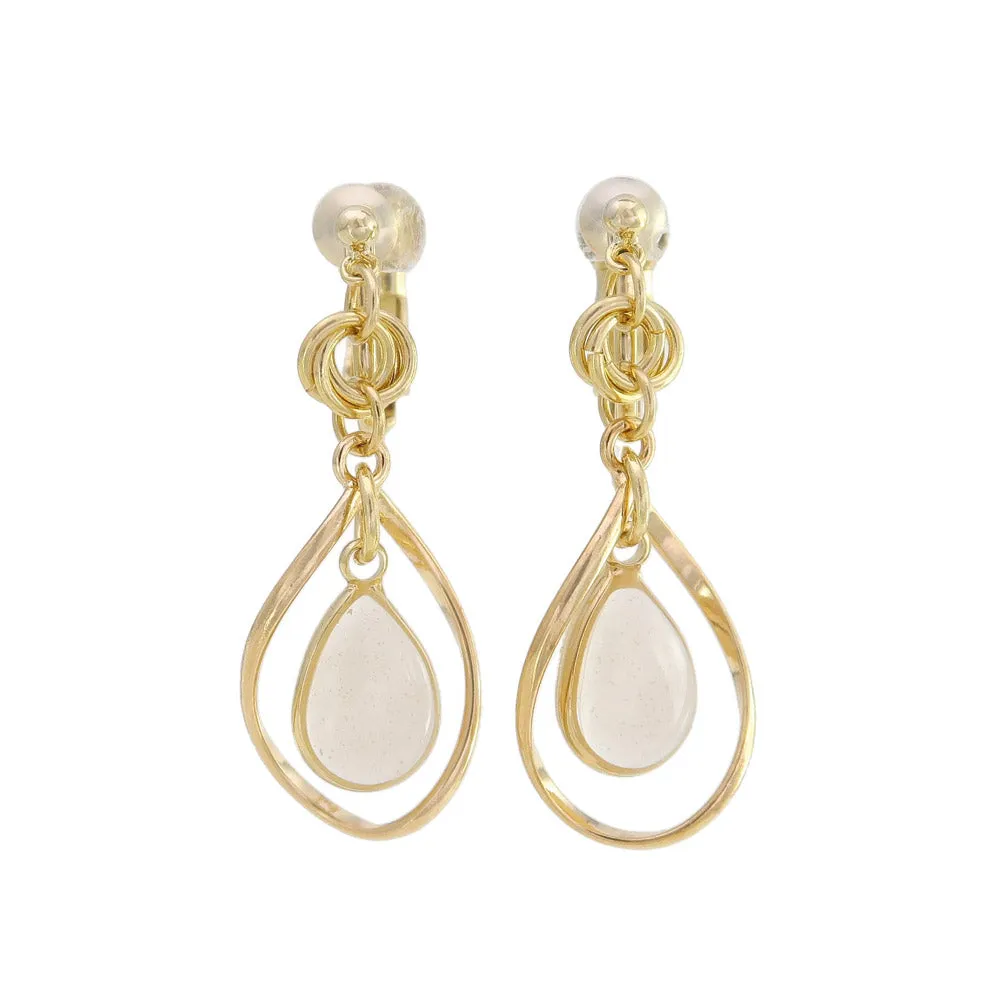 Clear Stone Clip On Drop Earrings