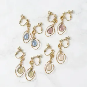 Clear Stone Clip On Drop Earrings