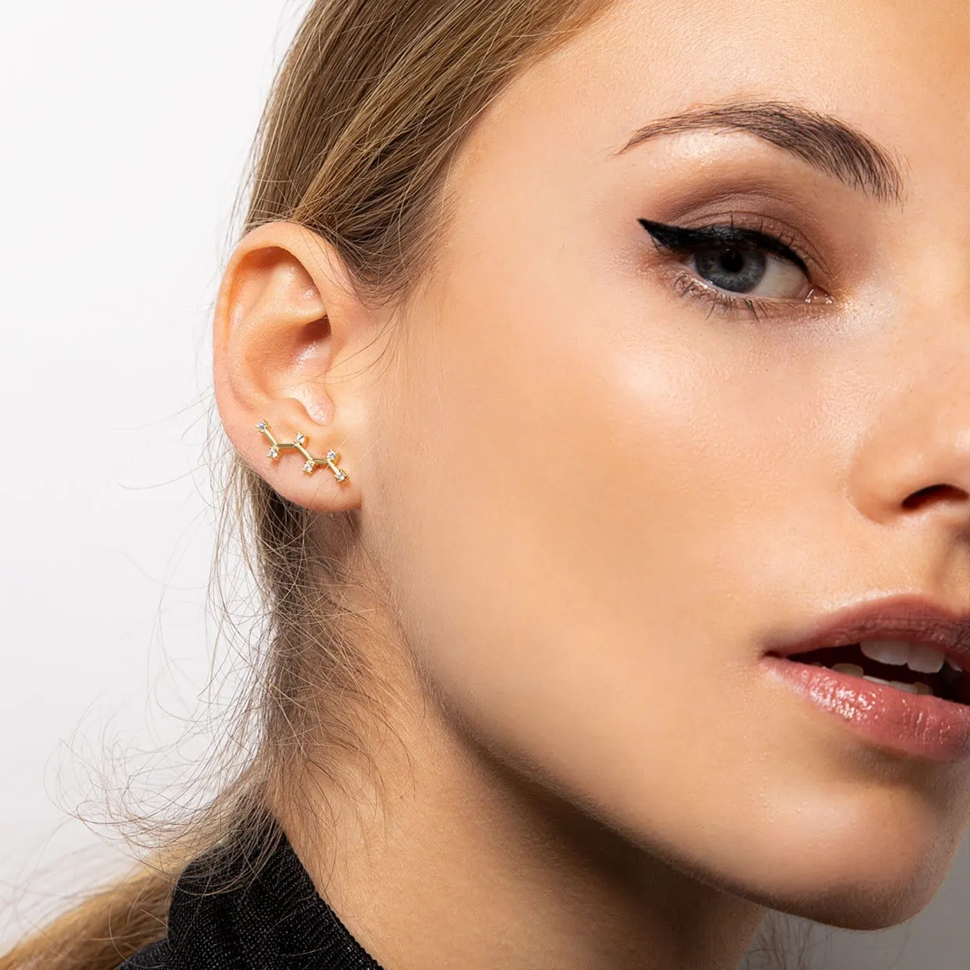 Climber Stylish Zirconia Gold Earring