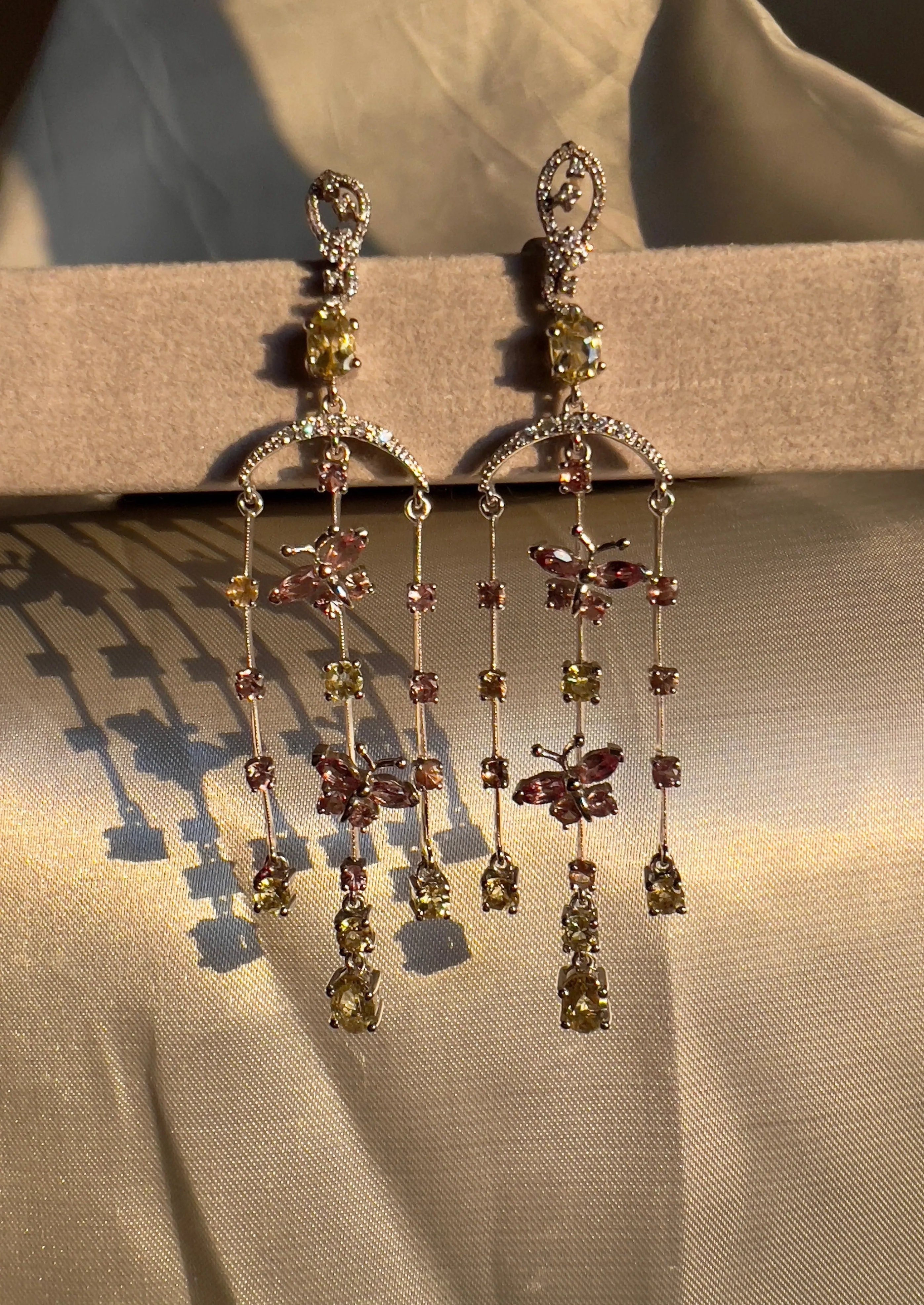 Color Change Garnet & Golden Beryl Chandelier Earrings