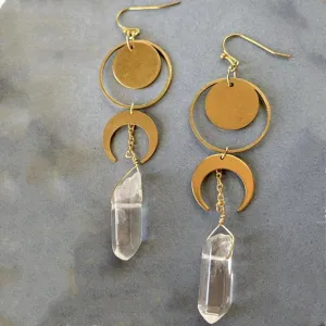 Crescent Moon Celestial Crystal Earring