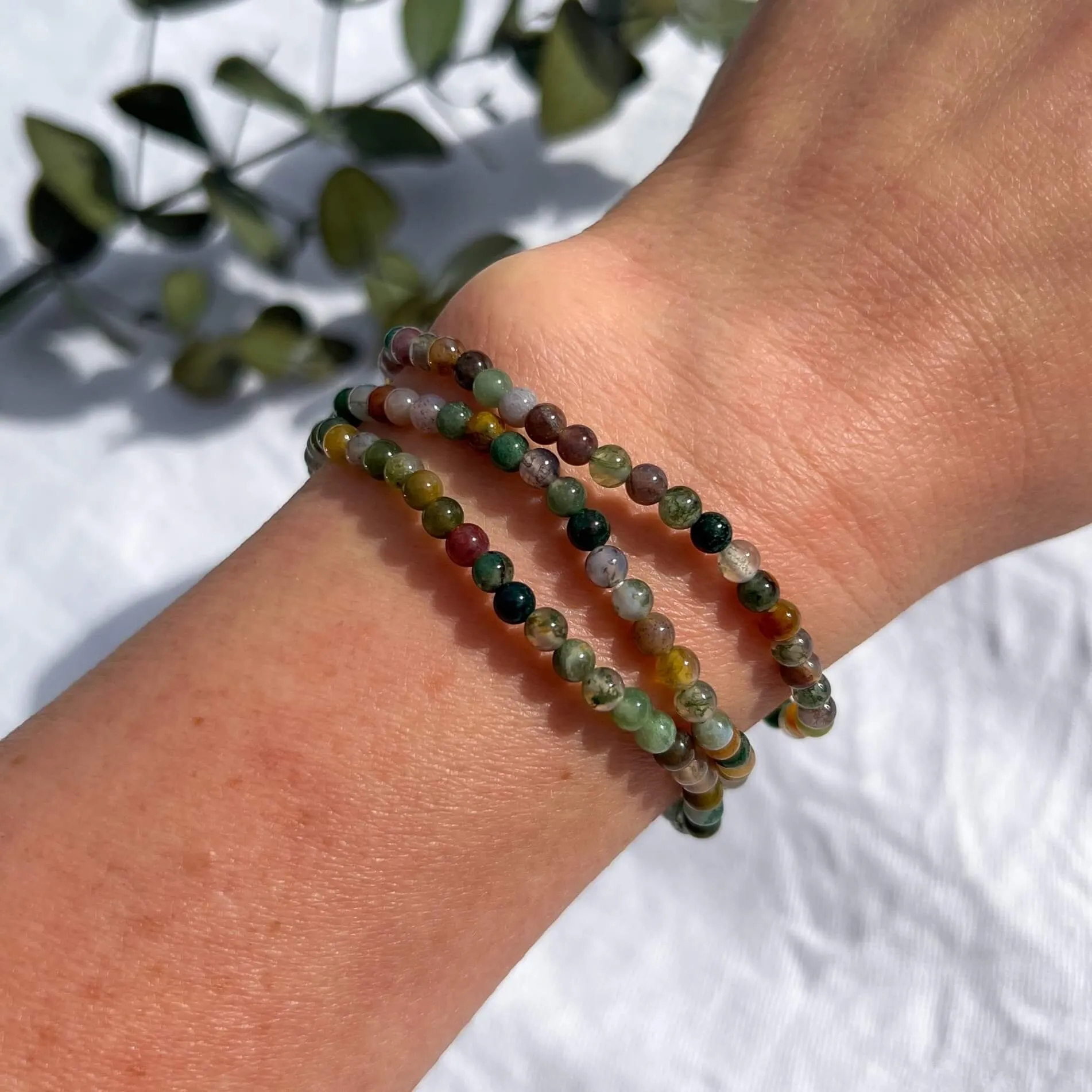 Crystal Bead Bracelet -  Green Jasper