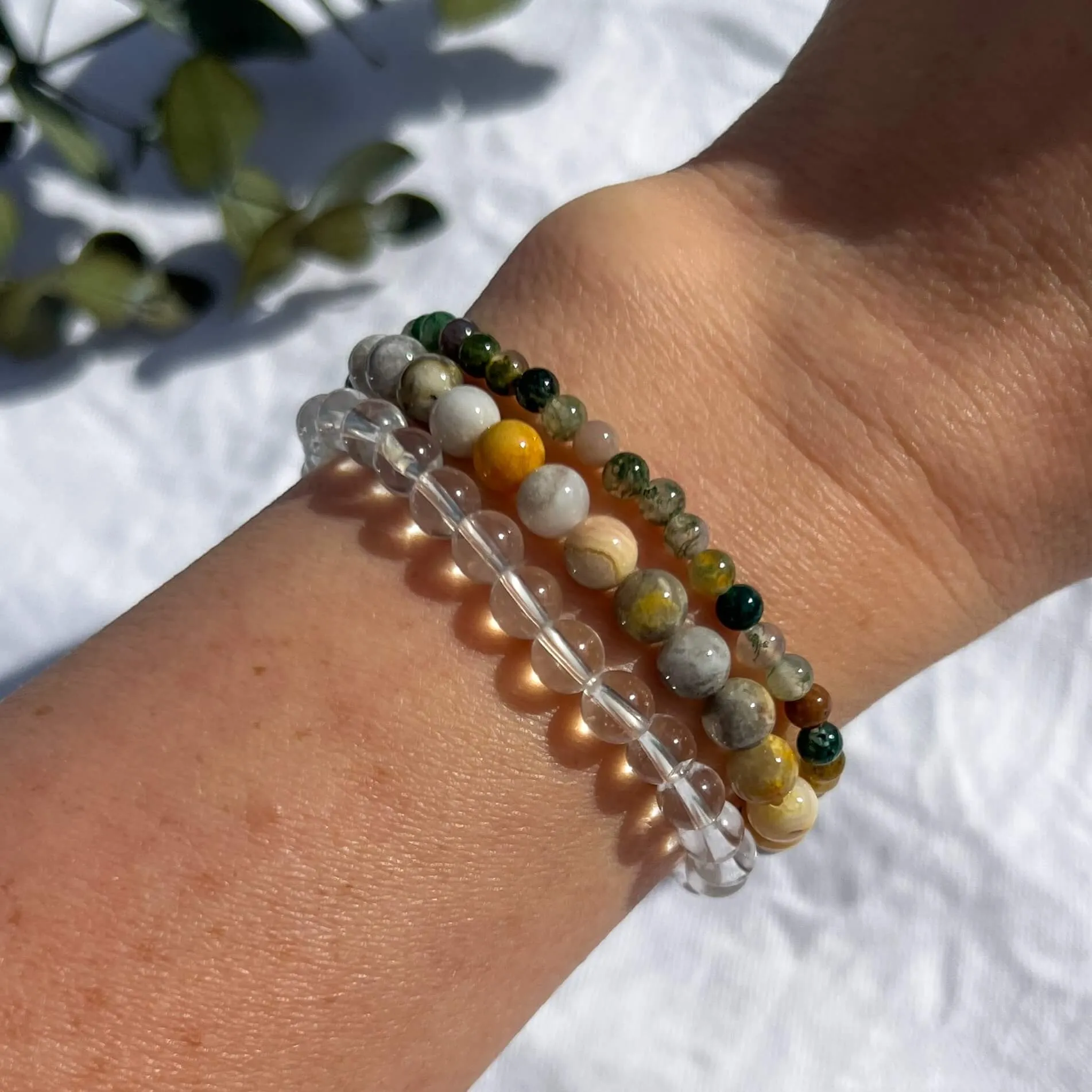 Crystal Bead Bracelet -  Green Jasper