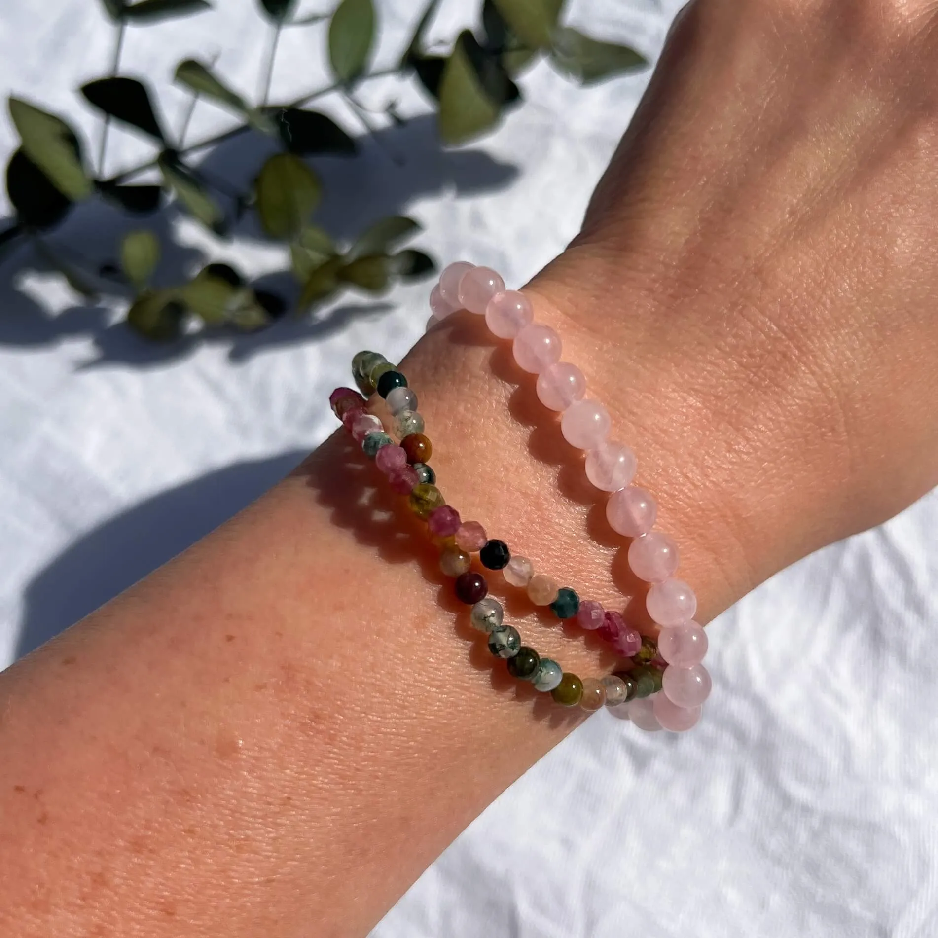 Crystal Bead Bracelet -  Green Jasper