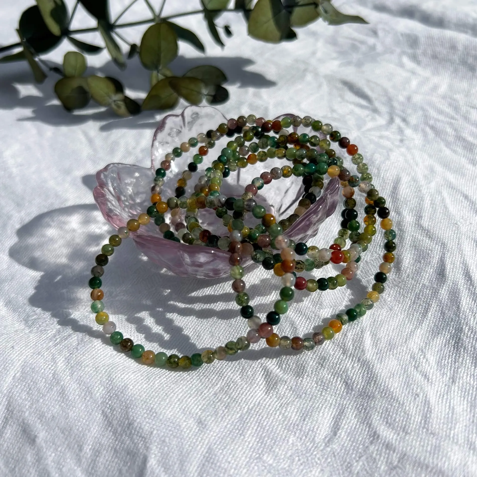 Crystal Bead Bracelet -  Green Jasper