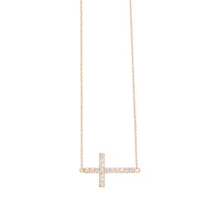 Dainty Side Cross Necklace 0.25ct - 9ct Gold