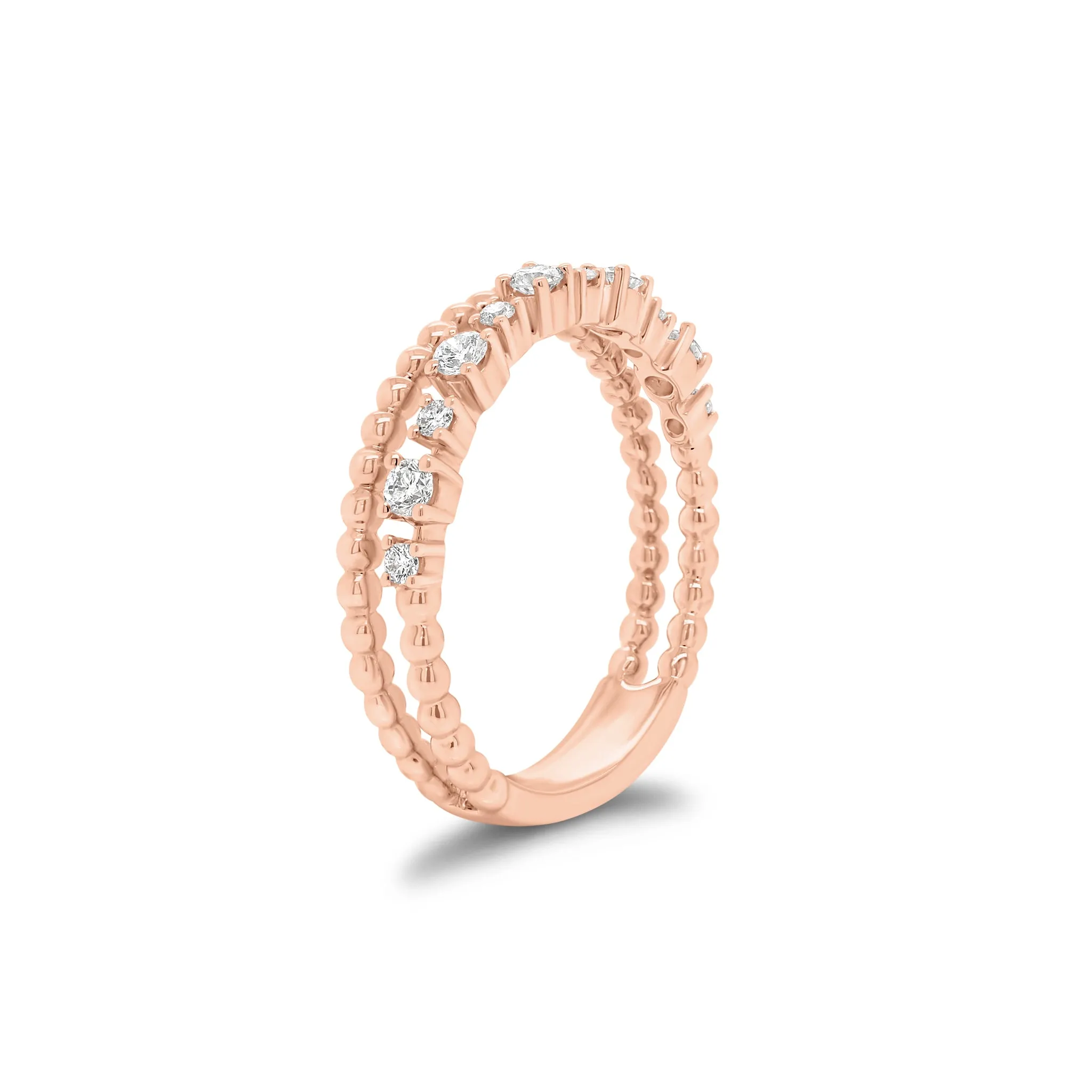 Diamond & Beaded Gold Stacking Ring