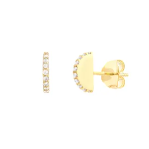 Diamond Half-Circle Profile Stud Earrings