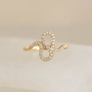 Diamond Squiggle Ring 14k Gold