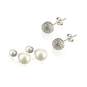 Dianna Pave Stud Set - Rhodium