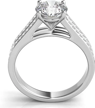 Double Row Pave Diamond Engagement Ring