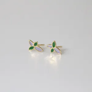 Enamel Leaf Stud Earrings - Preorder