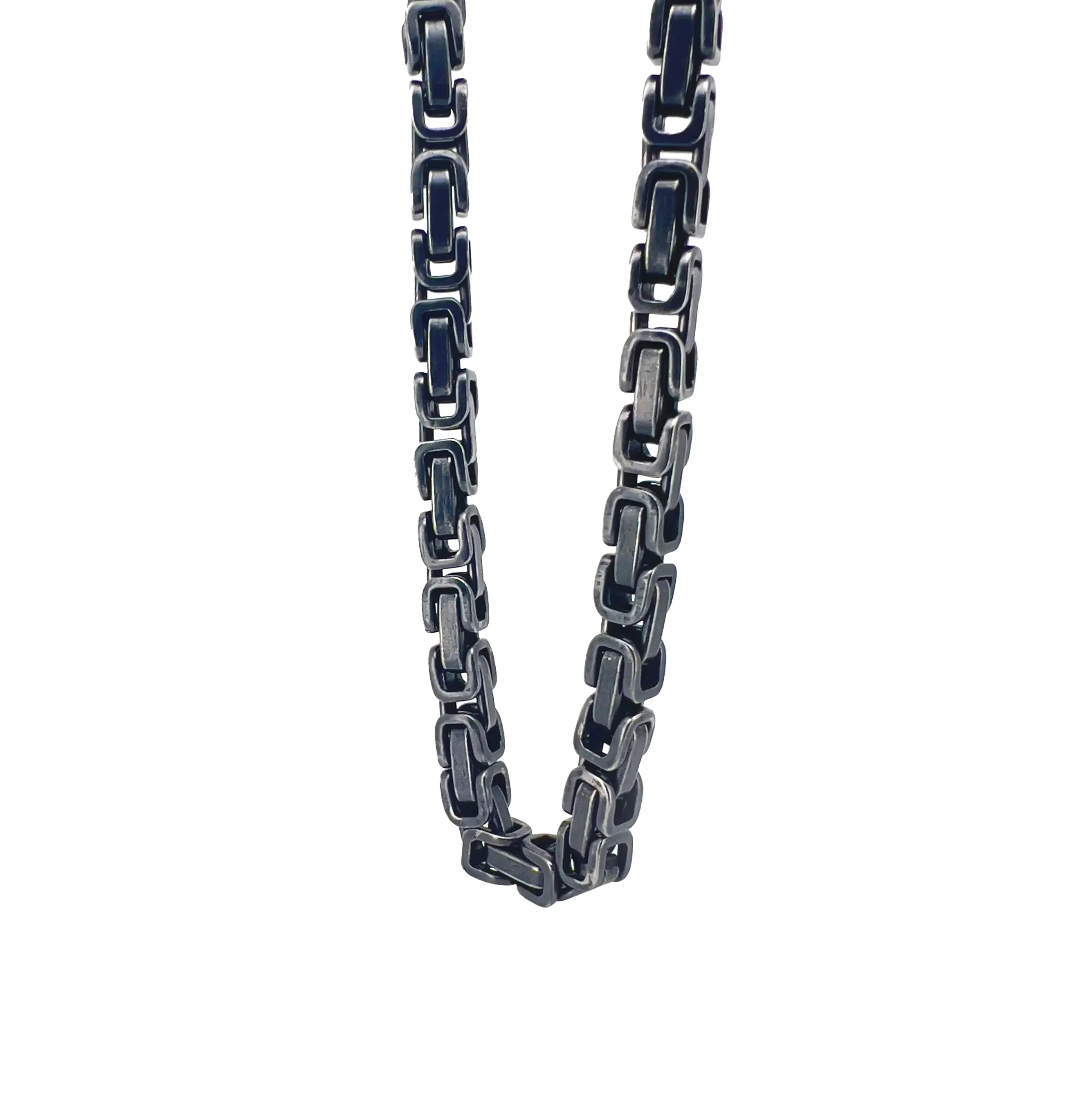 Erusmo Gun Metal Grey Byzantine Chain Necklace