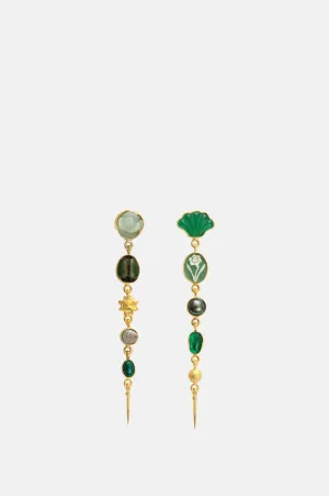 Five Charm with Victorian Drop Jade Earrings