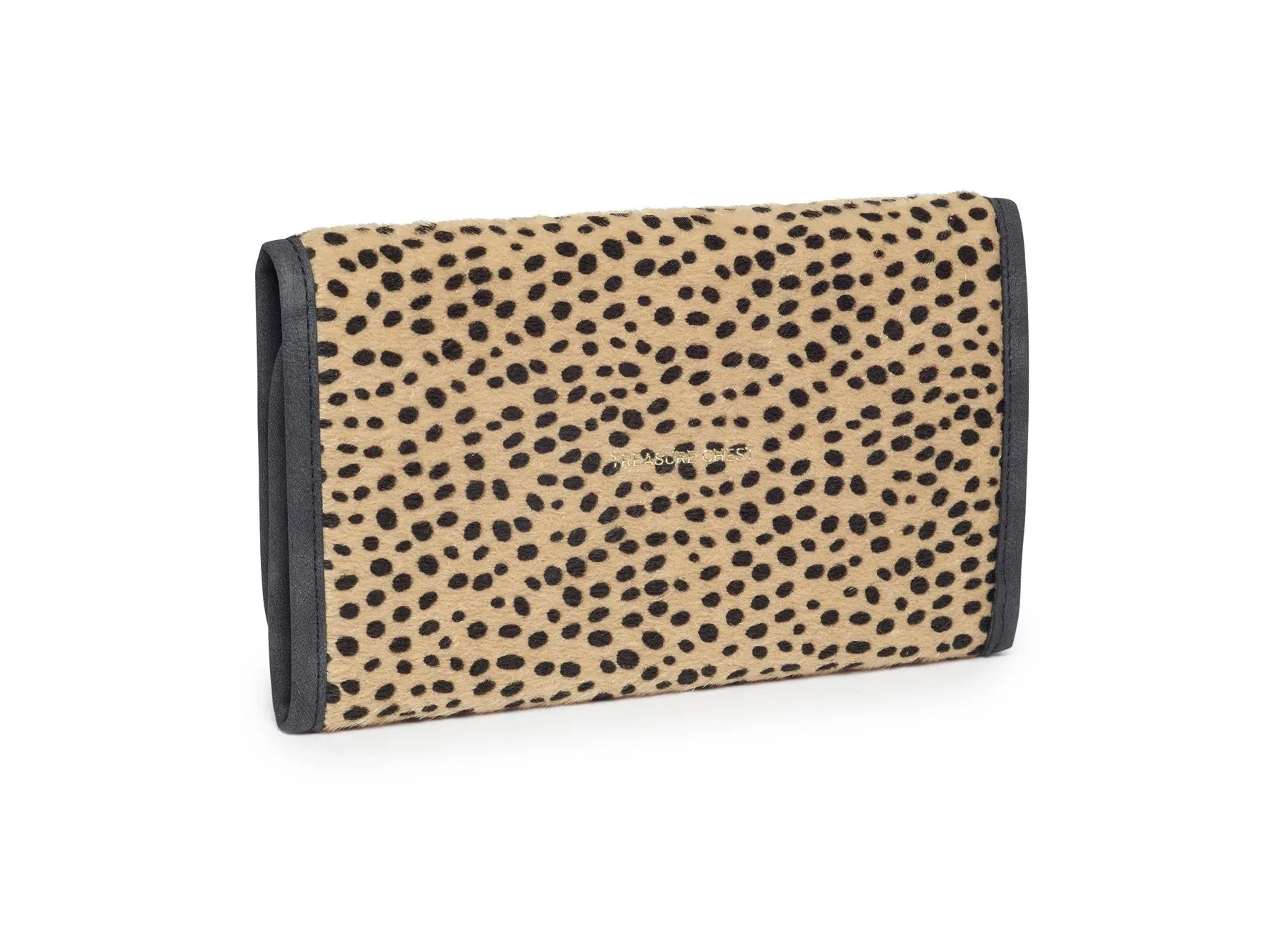 Folding Jewellery Pouch - Faux Cheetah/Leopard Print - 22.5 x 13cms - Estella Bartlett