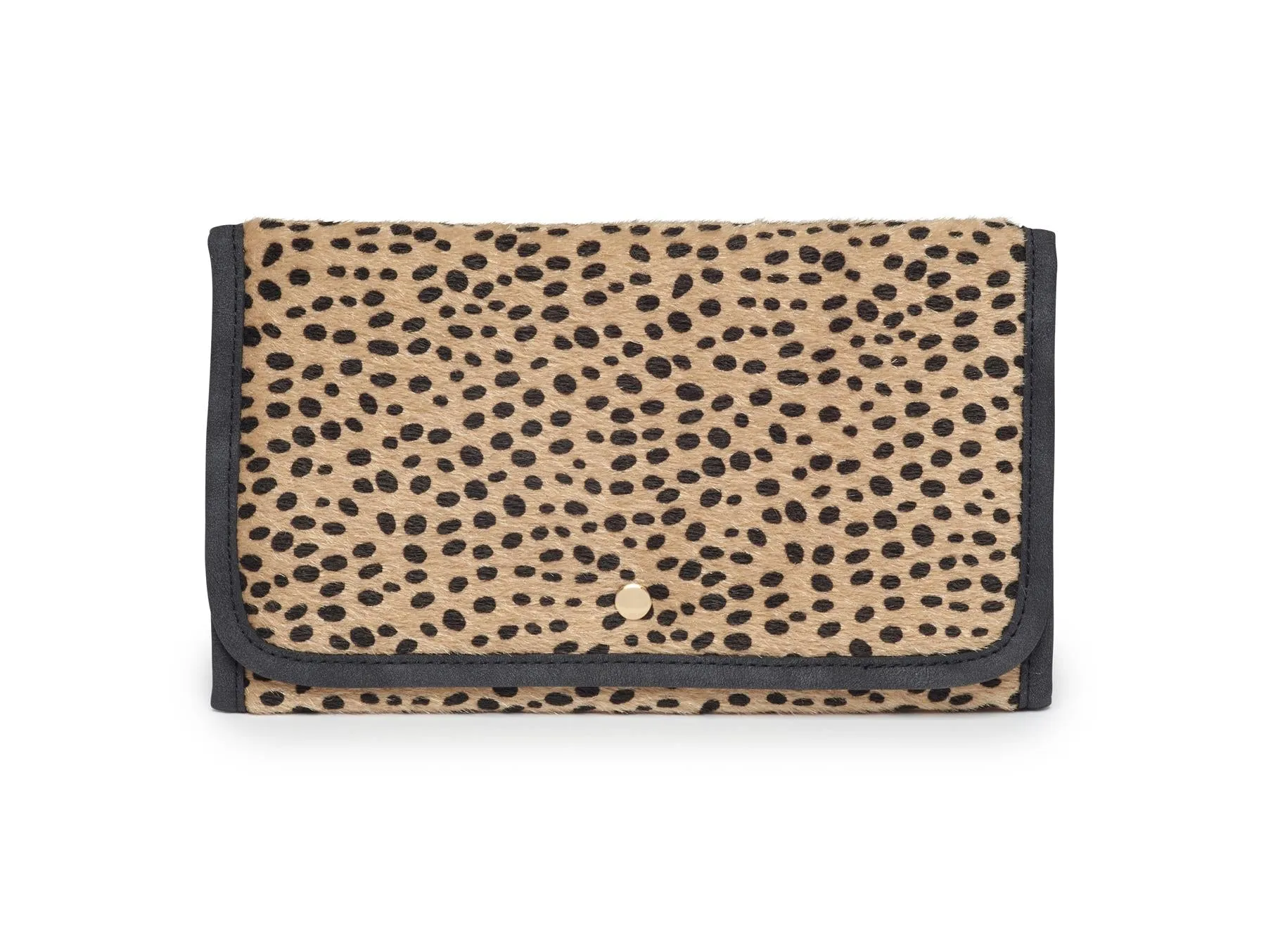 Folding Jewellery Pouch - Faux Cheetah/Leopard Print - 22.5 x 13cms - Estella Bartlett