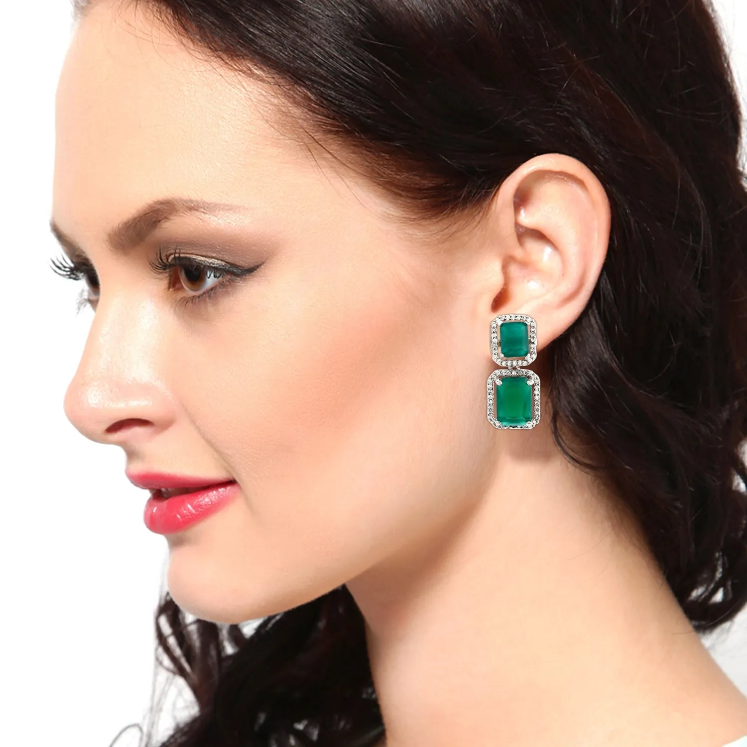 Gift Aster Green emerald stones Earrings