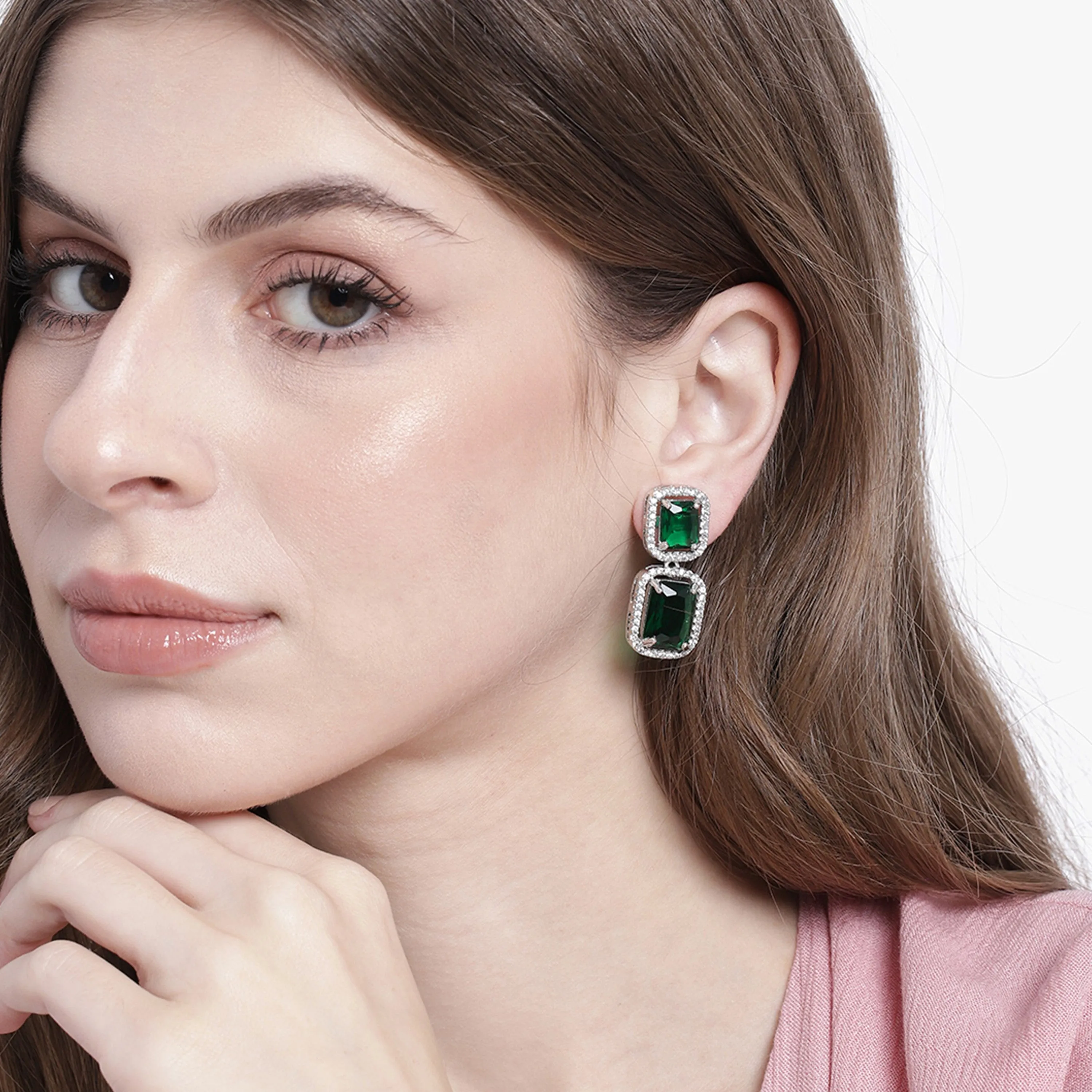 Gift Aster Green emerald stones Earrings