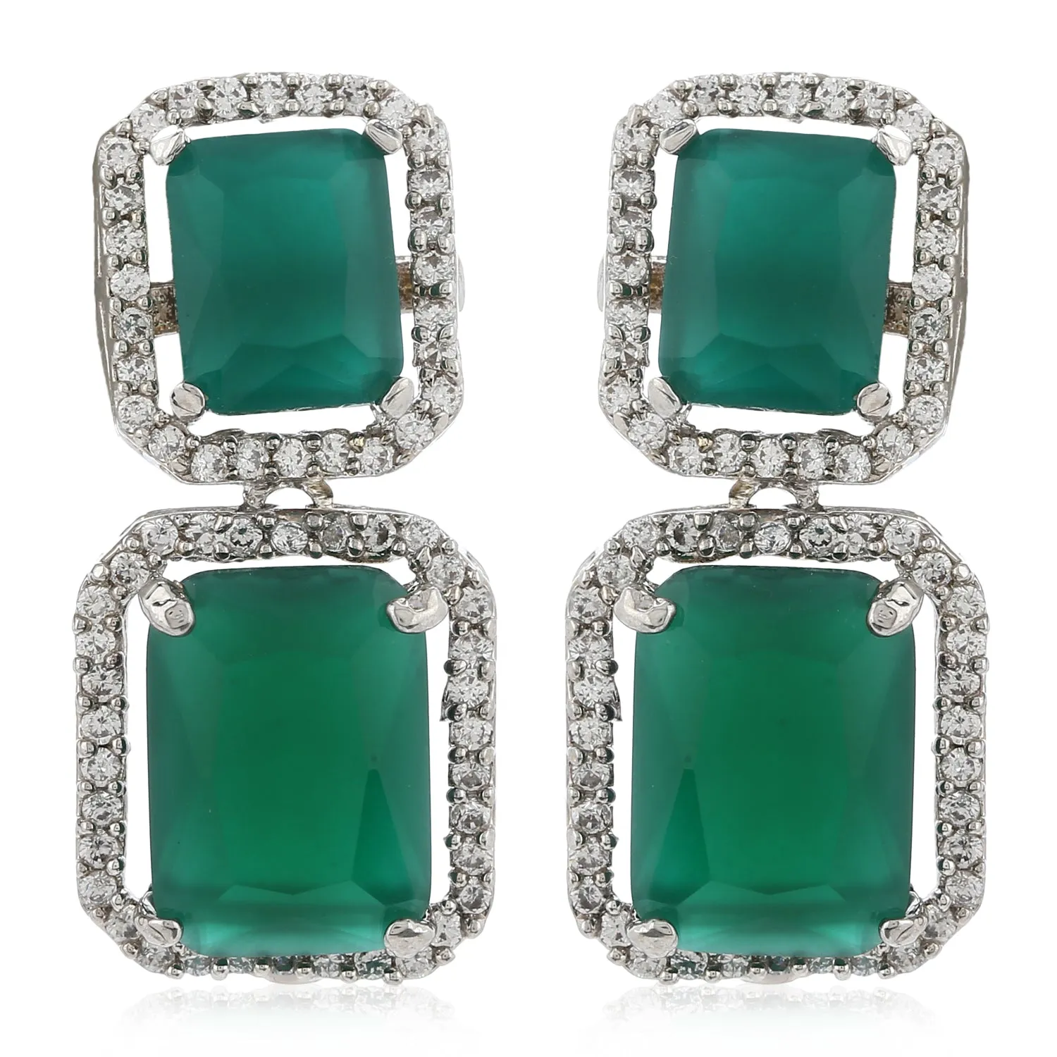 Gift Aster Green emerald stones Earrings